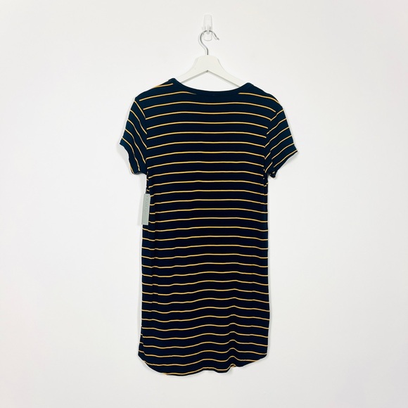 NWT Jo & Co Jeans Blue/Gold Striped Scooped Hem T-Shirt Dress - Picture 2 of 5